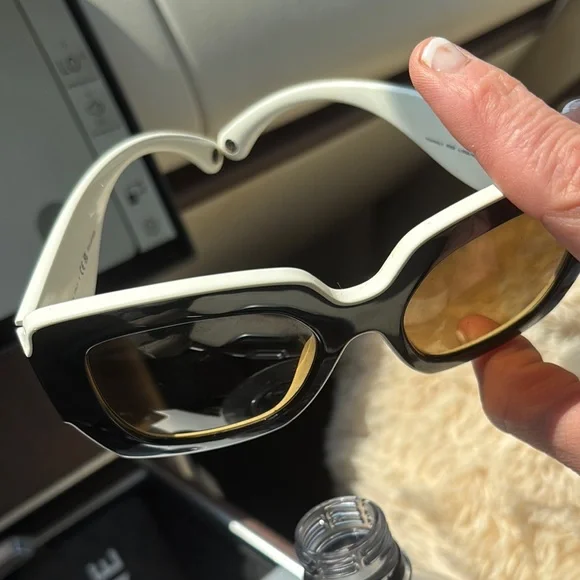 Chic Black Sunglasses with White Trim display picture 3
